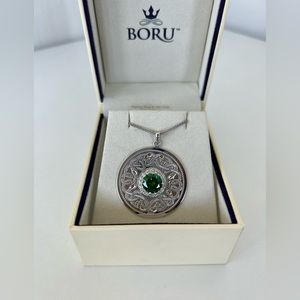 Large Emerald Necklace w/ Clear CZ Stones